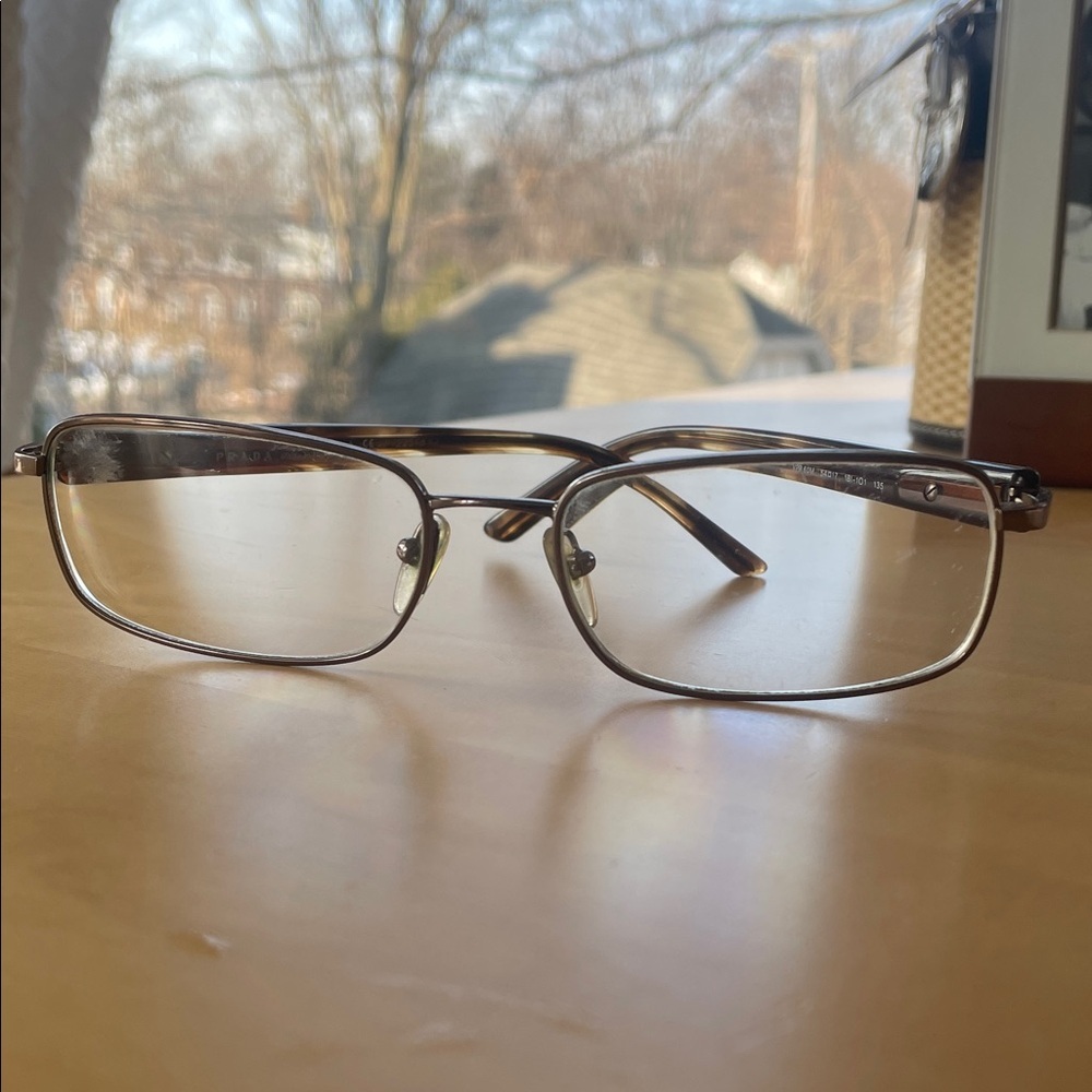 Authentic Prada Lenses Rectangular Eyeglasses Adjustable Leopard